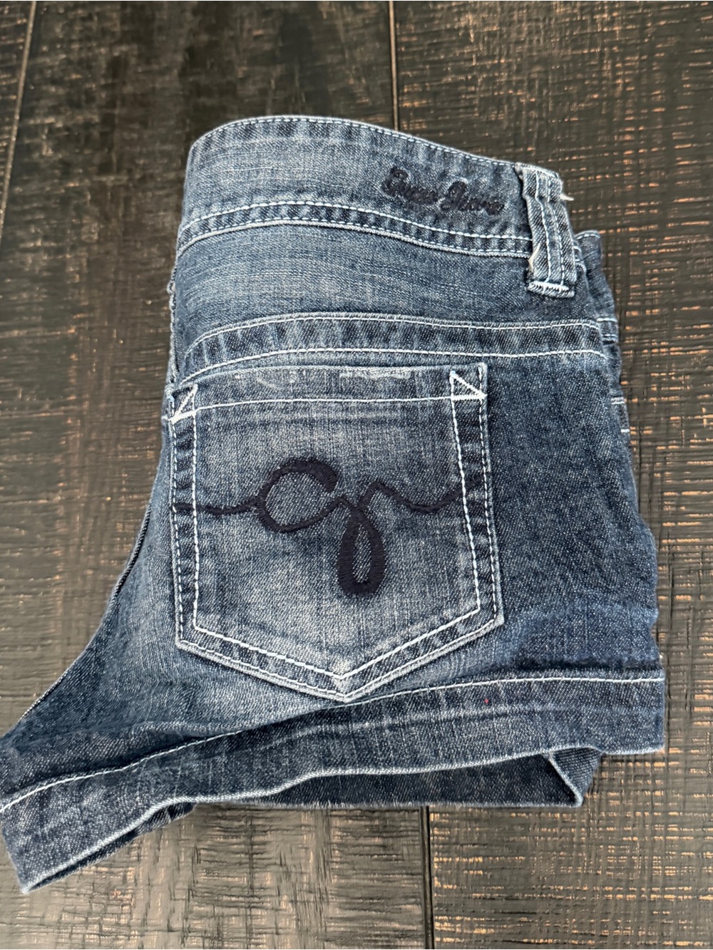Y2K Vintage Guess Jean Denim Shorts Low Rise Dark Blue Women's Size 28 Micro